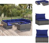vidaXL Loungeset - Trendy - Tuinmeubelen - 70x70x60.5 cm - Grijs/Dark Blue - Waterdicht PE-rattan - Stevig frame - Modulair design - Comfortabele kussens - Montage vereist - Tuinset