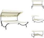 vidaXL Chaise longue - Double - Blanc crème - 200 x 173 x 135 cm - Résistant aux intempéries - Avec grand auvent - Chaise longue