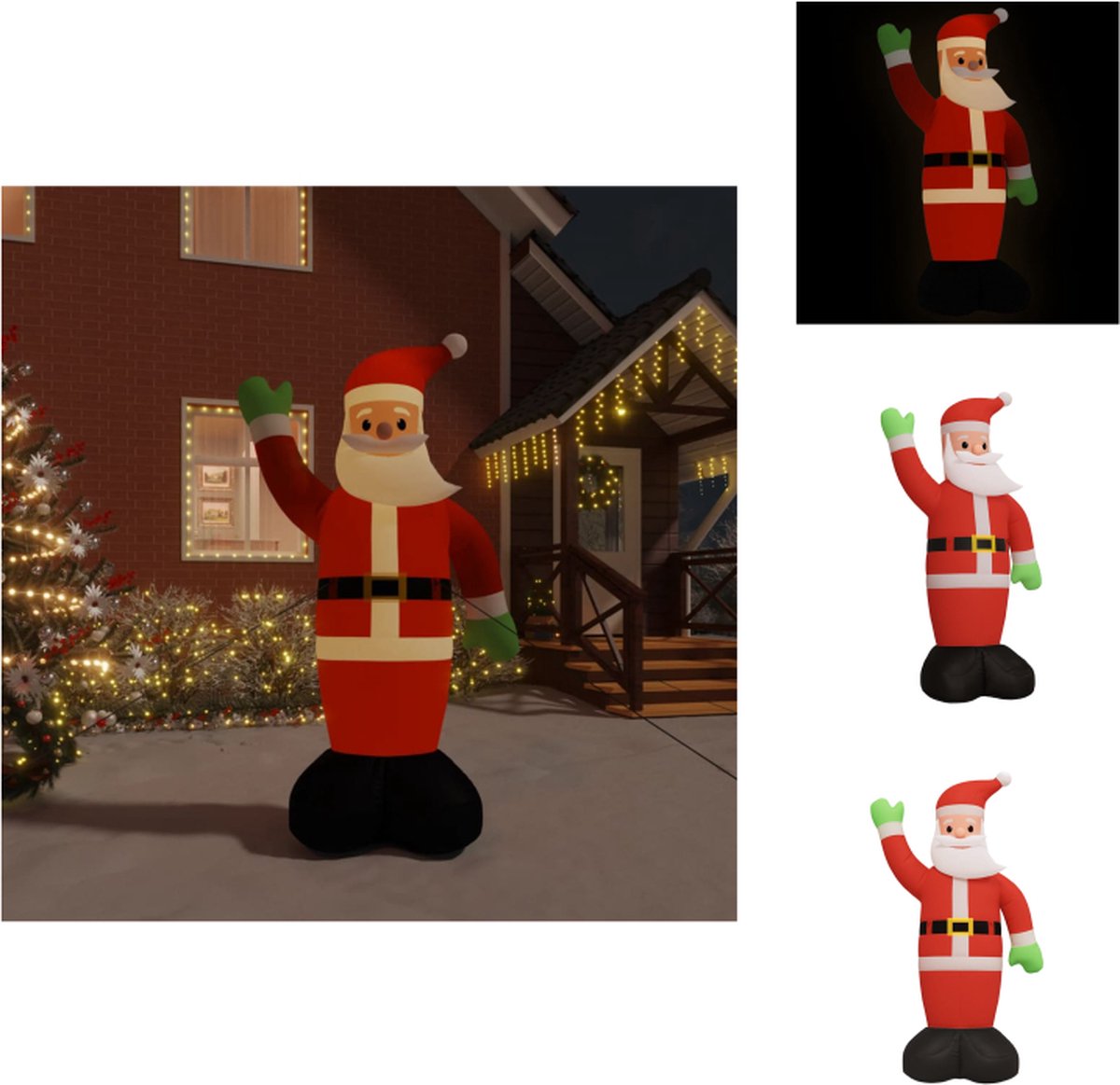 vidaXL Opblaasbare Kerstman - Tuindecoratie 230x112x370 cm - Oxfordstof - LED-verlichting - Decoratieve kerstboom