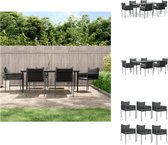 vidaXL Tuinset - PE-rattan - Stalen frame - Gehard glas - Comfortabele zitplaatsen - Kleur- zwart - Afmetingen- 200x100x74 cm - Levering bevat- 1 tafel - 6 stoelen - 6 zitkussens - 6 rugkussens - vidaXL - Tuinset