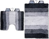Wicotex - Badmat set met Toiletmat - WC mat met uitsparing regenboog Zwart - Antislip onderkant