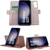 Geschikt voor Samsung Galaxy S23 Book Case Hoesje - Uitneembaar Hoesje - Magnetische Sluiting - Portemonnee Rose