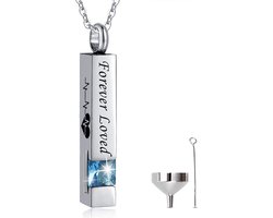 Luxe Ashanger - met Ketting - Voor As, Haren of Parfum - Assieraad - As Ketting - Gedenksieraad - Urn - Incl. As vuller en Opbergzakje - Blue Sea