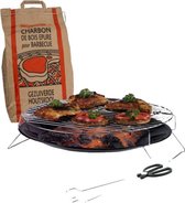 MaxxGarden Grill set - Barbecue schaal 36cm + 4 kg houtskool + bbq tang 36cm