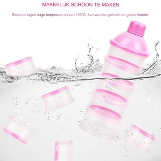 Melkpoeder Toren - Melkpoeder Bewaarbakjes - Melkpoeder Bewaardoos - Roze van Dilersed — afbeelding 4