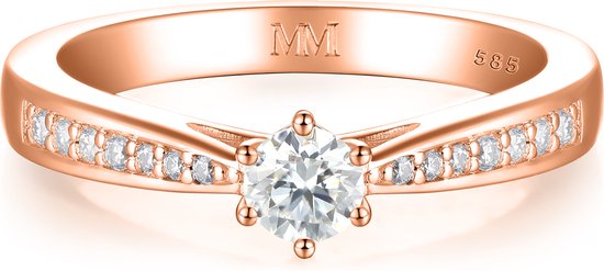 Sophia - 18k Roségouden Moissanite Verlovingsring met Pavé Zijstenen - 0.5 karaat