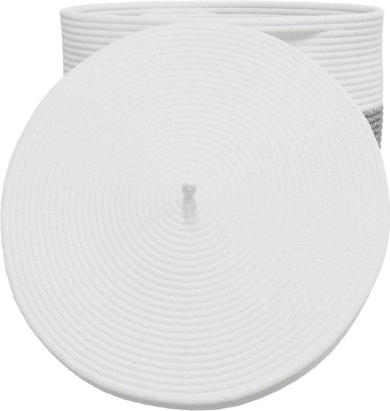 vidaXL - Opbergmand - met - deksel - Ø - 40x35 - cm - katoen - wit - en - zwart — afbeelding 5
