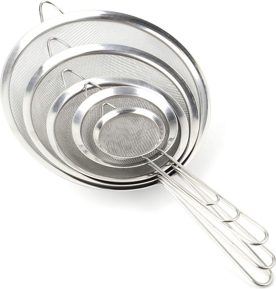 Set de 5 tamis de cuisine, tamis à farine, tamis à mailles fines, tamis