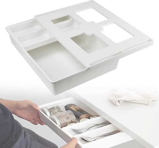 DBREAKS Onderbureau Lade – Zelfklevend, Wit, 33x23,5x8,5 Cm, Ideaal Voor Thuis, School Of Kantoor