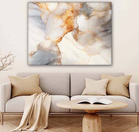 Peinture sur toile 120x90 cm - Marbre gris or - Accessoires de décoration de chambre - Peintures salon - Décoration murale chambre - Décoration murale cuisine - Toile murale intérieur - Décoration maison - Peintures sur toile industrielle