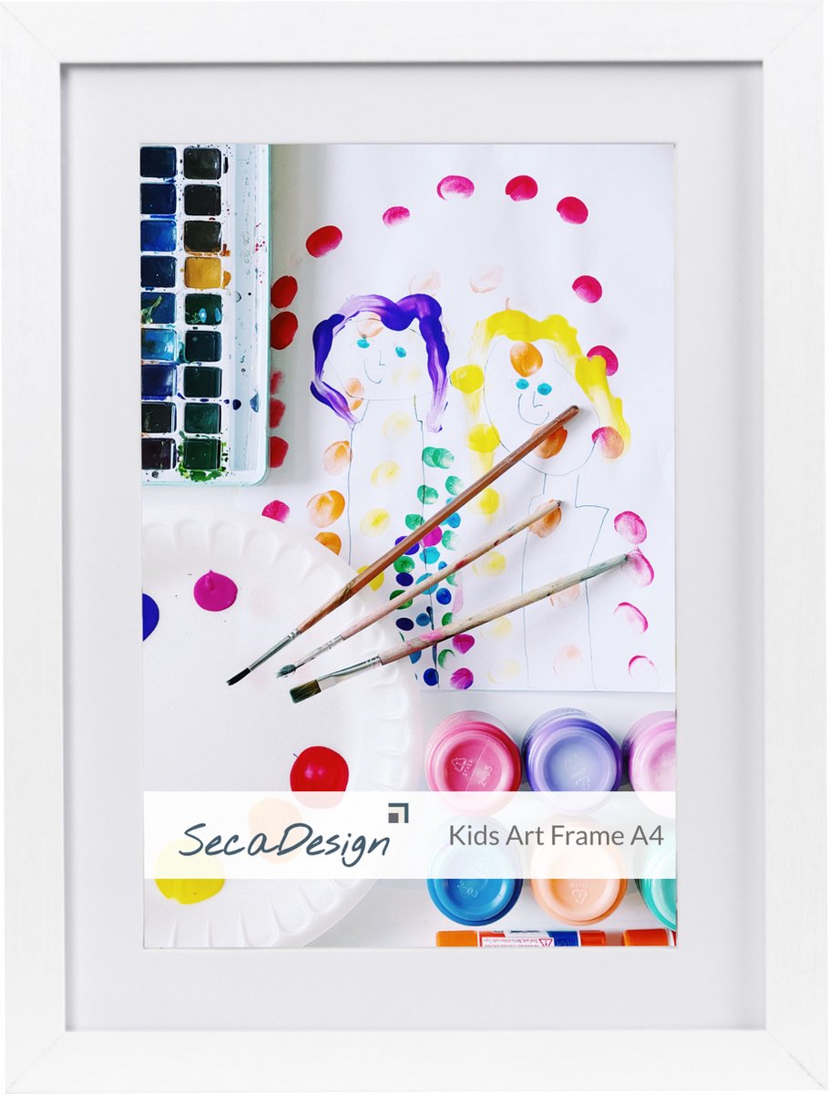 SecaDesign – Fotolijst voor Kindertekeningen – A4 Kinder Tekening – Mooi Lijstje – Tot 100 A4 Tekeningen – Wissellijst – Wit