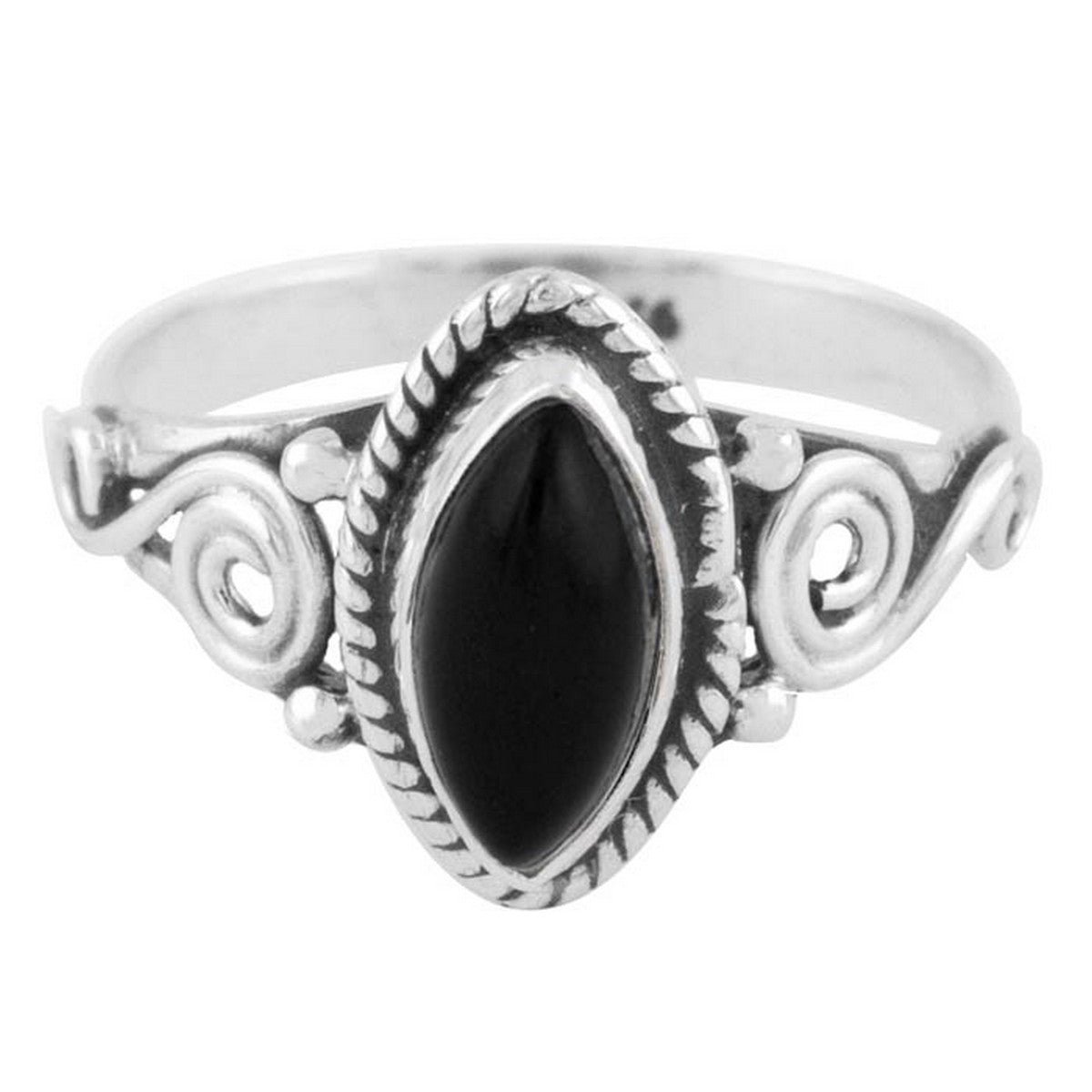 Jewelryz | Kaja | Ring 925 zilver met edelsteen zwarte onyx | 18.00 mm / maat 57