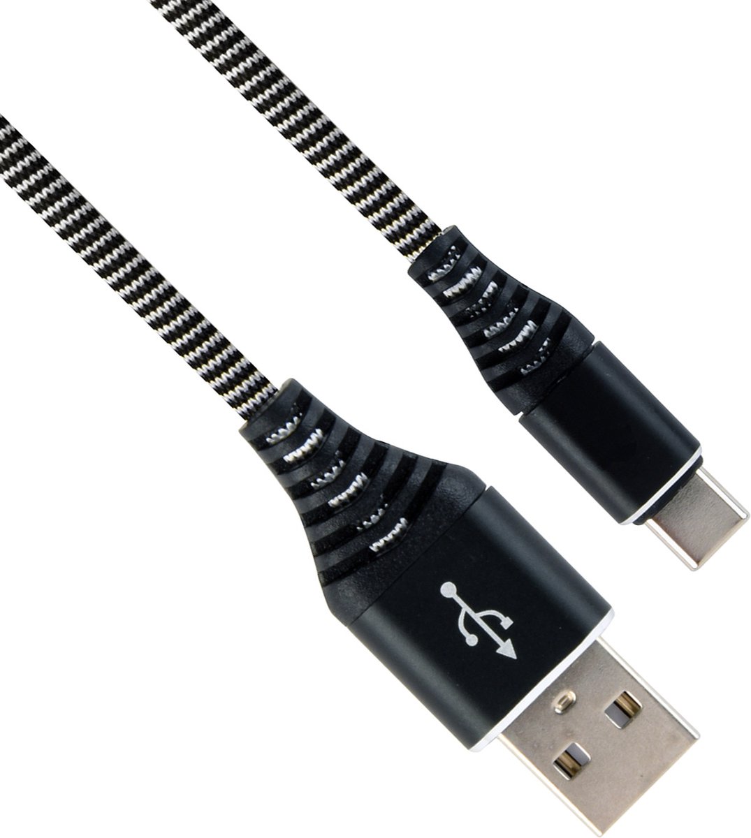 Image of USB-C Kabels Oplaadkabel USB A naar USB C Kabel Nylon - USB A Kabel Data USB A naar USB C Kabel - 1 meter - Zwart/Wit
