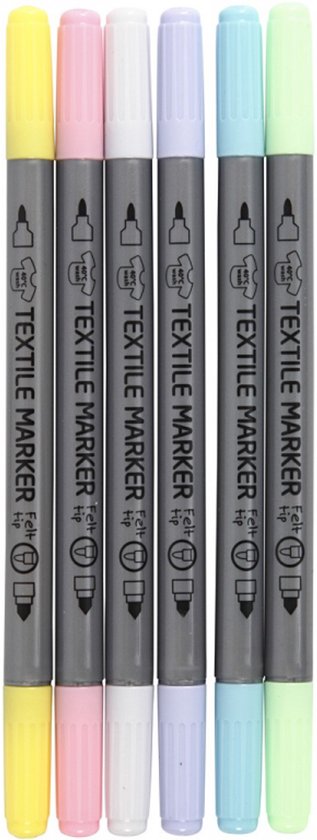 CC Textielstiften Pastel 6 stuks