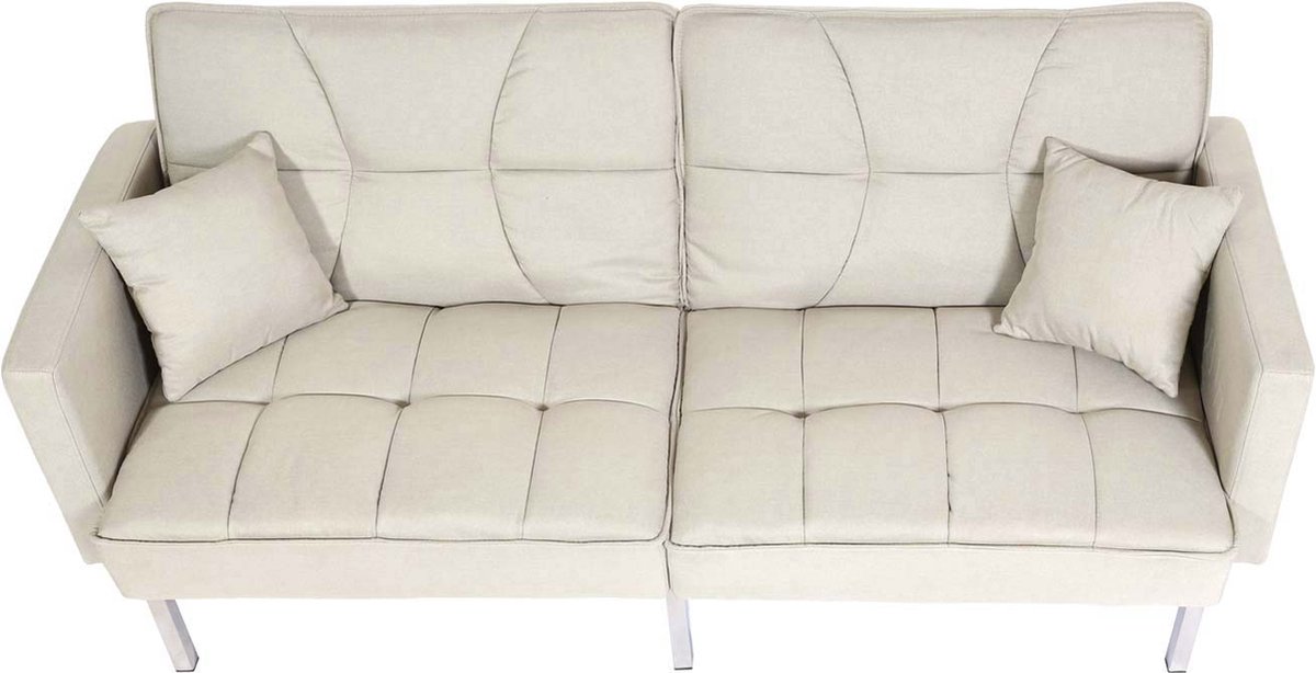 Cosmo Casa Slaapbank - Slaapbank - Logeerbed - Slaapfunctie - Ligoppervlak 170x104 cm - Stof/textiel Crème - beige CREME