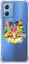 Silicone Case Geschikt voor Motorola Moto G54 Smartphone hoesje met doorzichtige rand Cat Color