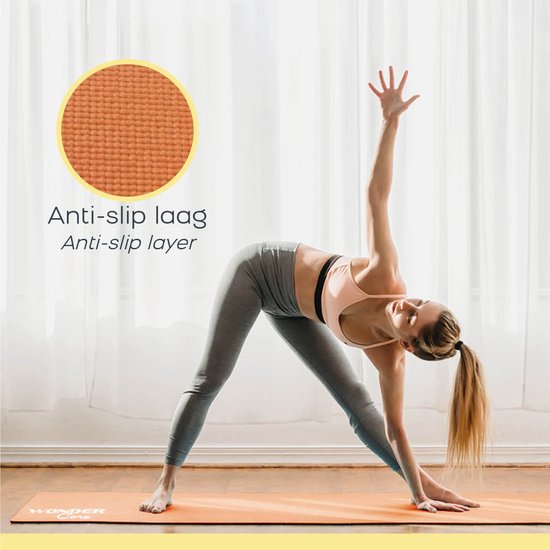 Wonder Core Yogamat Fitness Sport Gymnastiek Pilates Mat antislip 6 mm dik - Oranje / Grijs - 170 x 60 cm van Wonder Core — afbeelding 5