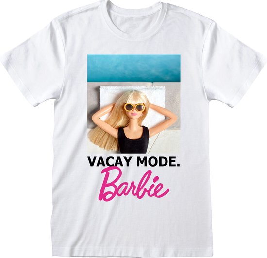 T-Shirt à Manches Courtes Barbie Vacay Mode Wit Unisexe - M