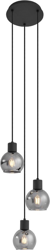 QAZQA vidro - Art Deco Hanglamp - 3 lichts - Ø 22 cm - Grijs - Woonkamer | Slaapkamer | Keuken