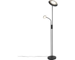 QAZQA fez - Retro Dimbare LED Vloerlamp | Staande Lamp met Dimmer met leeslamp - 2 lichts - H 180 cm - Zwart - Woonkamer | Slaapkamer | Keuken