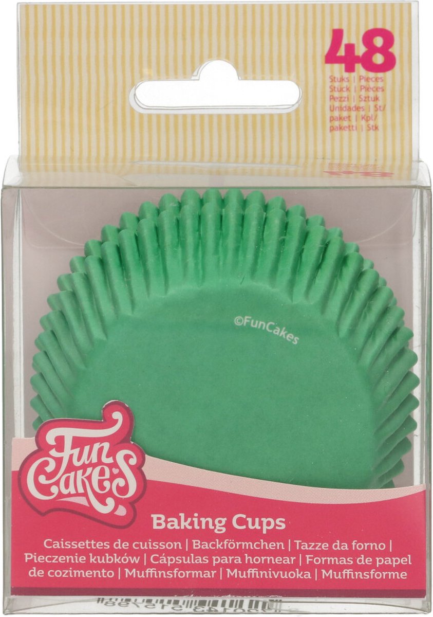 FunCakes Baking Cups Papier - Grasgroen - 48 Stuks - Cupcake en Muffin Vormpjes