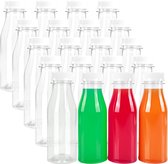 Belle Vous 20 Pak Plastic Sap Flesjes met Witte Knoeivrije Doppen - 250 ml Herbruikbare Drank Containers - Doorzichtige Flessen voor Fruitsap, Smoothies, Melk & Andere Zelfgemaakte Dranken