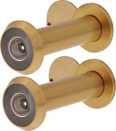 AMIG deurspion/kijkgat - 2x - messing - deurdikte 60 tot 85mm - 160 graden kijkhoek - 16mm boorgat