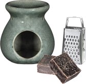 Ideas4seasons Amberblokjes/geurblokjes cadeauset - ylang ylang - inclusief geurbrander en mini rasp