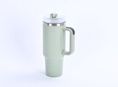 Quencher Tumbler RVS thermo drinkfles 1.2L Green 40oz - Travel Cup - RVS Thermosbeker met Handvat en Rietje - Drinkbeker To Go - 1.2 Liter - Koffiebeker - Travel Mug - Thermosbeker - Thermosfles - Thermoskan