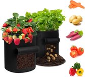 Aardappelplantenzak, plantengroeizak 7 gallon ademende plantenzakken gemaakt van niet-geweven stof tomatengroeizak met kijkvenster en handgrepen, voor aardappelen, bloemen, groenten (pak van 2)