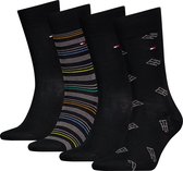 Tommy Hilfiger giftbox 4P sokken monogram stripe zwart - 43-46