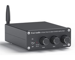 DrPhone FosiAudio Bluetooth 5.0 versterker - 2 Kanaals Stereo Amp Ontvanger - Digitale Versterker - Hi-Fi klasse D - 100W x 2 (200W) met bas- en treble-regeling (met voeding)
