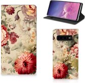 Smart Cover geschikt voor Samsung Galaxy S10 Bloemen