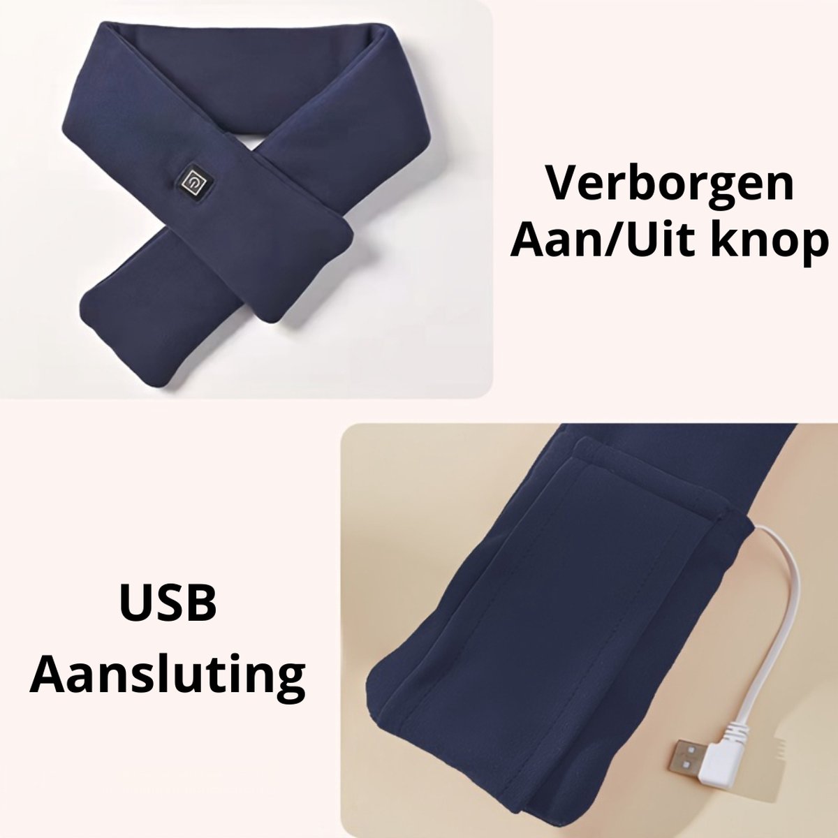 Verwarmde sjaal voor dames en heren USB-oplaadbare verwarmde nekwarmer