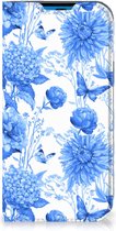 Smart Cover voor Geschikt voor iPhone 14 Pro Flowers Blue
