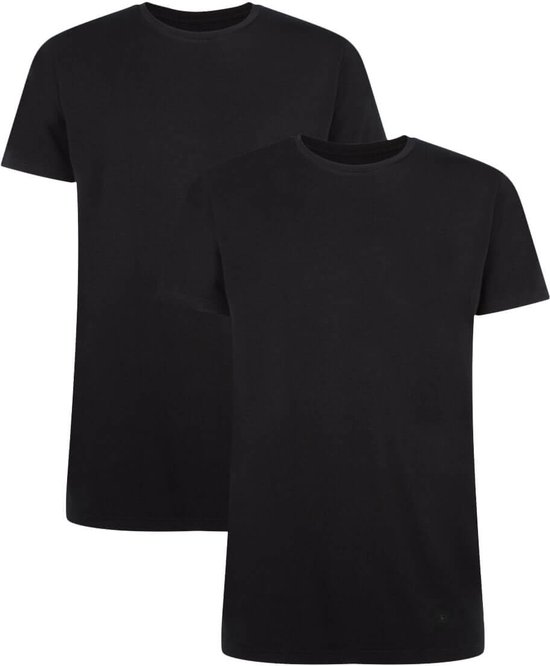 Bamboo Basics - Lot de 2 t-shirts en bambou pour hommes Col rond Ruben - Extra Long - Noir - S