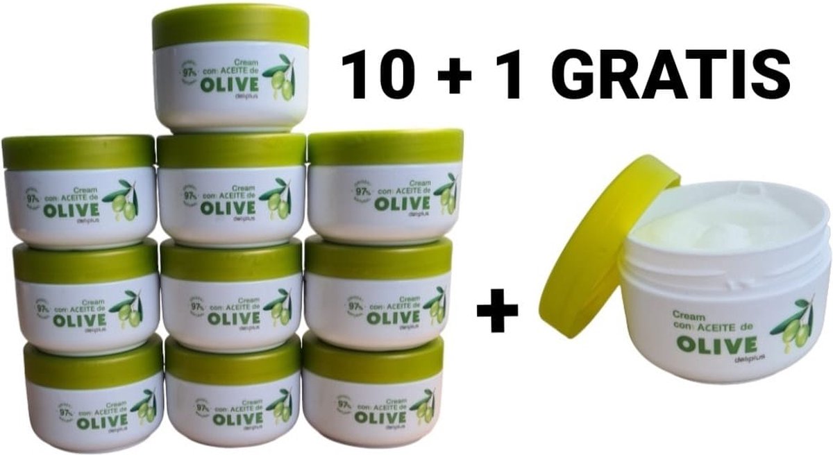 Deliplus - Cream Con Aceite de Oliva 250 ml - Multipack 10 En 1 Pot Gratis - Spanje - Pot 250ml