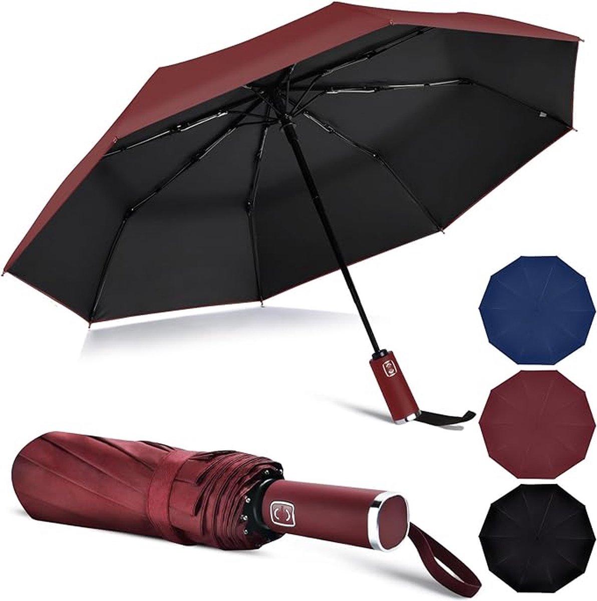 paraplu, stormvaste opvouwbare paraplu, 10 baleinen met automatische open-sluit, 210T waterdichte coating, 99% UV-bescherming paraplu voor volwassenen en kinderen