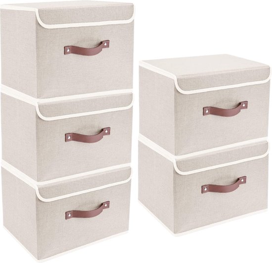 GUOHNHE Opbergdozen, Set van 3 Opbergmanden voor Kast, Opbergkubussen met 2 Handgrepen, Vlies, 33 x 23 x 14 cm, Wit, XSNY11WS-3 GUOHNHE Opbergdozen, Set van 3 Opbergmanden voor Kast, Opbergkubussen met 2 Handgrepen, Vlies, 33 x 23 x 14 cm, Wit, XSNY11WS-3