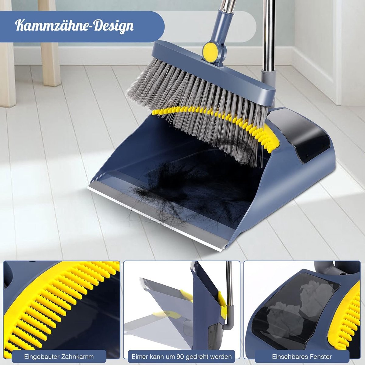 Masthome Balai Et Pelle à Poussière Avec Long Manche Réglable - Ensemble Vertical Coupe-Vent