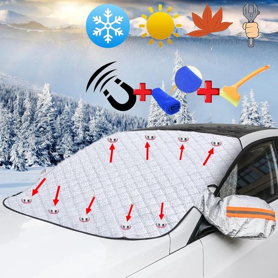 Voorruitbeschermer Tegen Ijs En Sneeuw – Magnetisch, Opvouwbaar, 173x120 Cm, Geschikt Voor Alle Auto’s