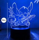 Stitch lamp met gitaar - Nachtlampje kinderen - Kinderlampje - Stitch - 3D lamp LED tafellamp