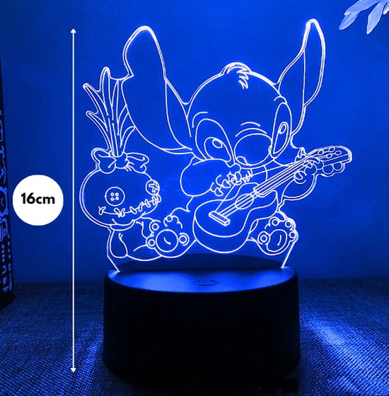 Lampe Stitch avec guitare - Veilleuse enfant - Lampe enfant - Stitch - Lampe  3D Lampe