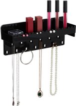 KGMcare Sieradenorganizer om op te hangen aan de muur met 24 haken om op te hangen aan de deur of aan de kast, halsketting houder voor armband, kettingring (zwart