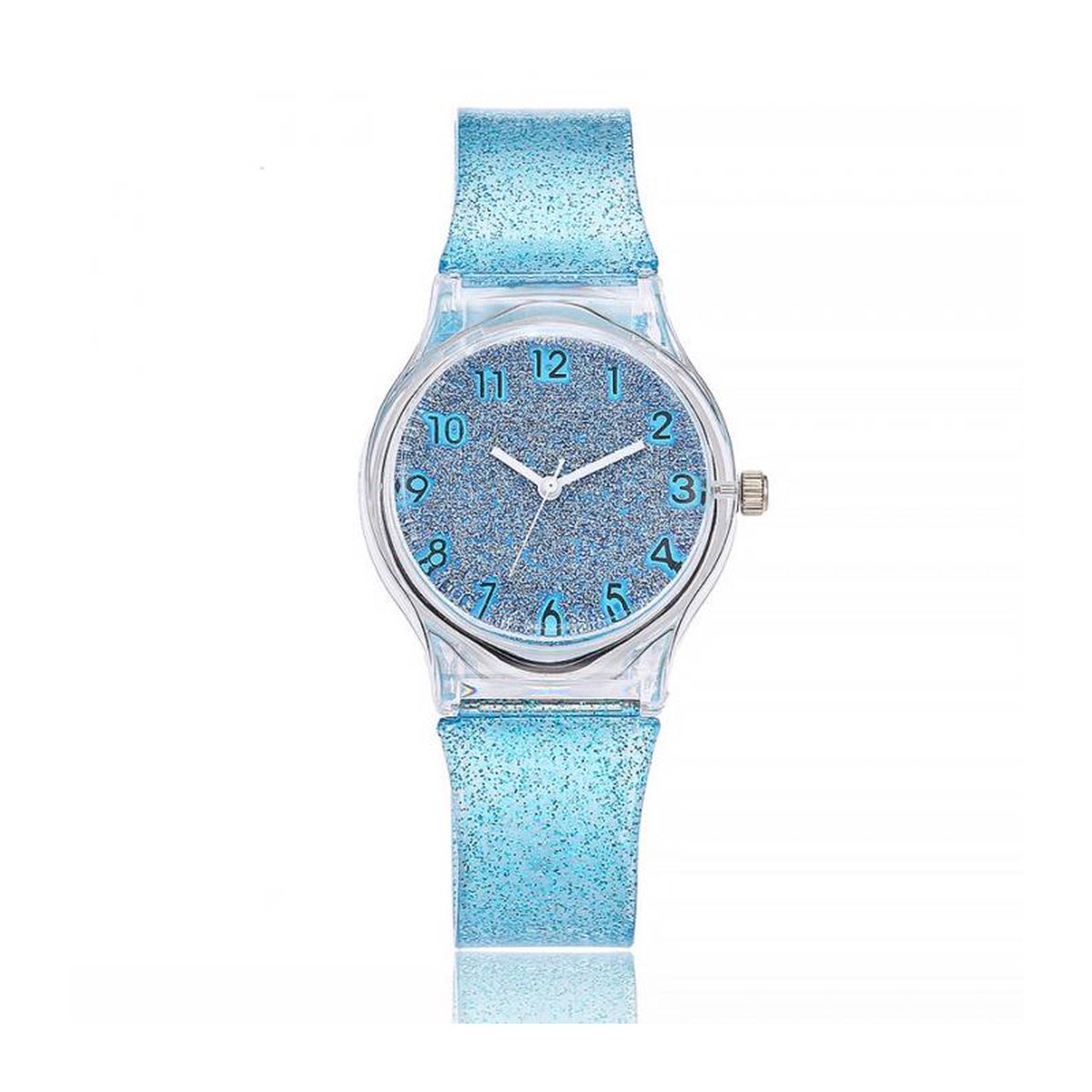 Shiny Kinderhorloge Blauw | Glitter | Kunststof-Plastic | Ø 33 mm | Fashion Favorite
