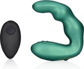 Shots - Ouch! OU905MGR - Bent Vibrating Prostate Massager with Remote Control - Metallic Green