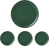 Keramische hapjesborden, matte miniborden, 15 cm broodborden, set van 4 (groen)