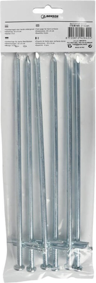 Benson 6-delige set tentharingen voor harde bodem - 23 x 6 cm - robuust en duurzaam van Benson — afbeelding 4
