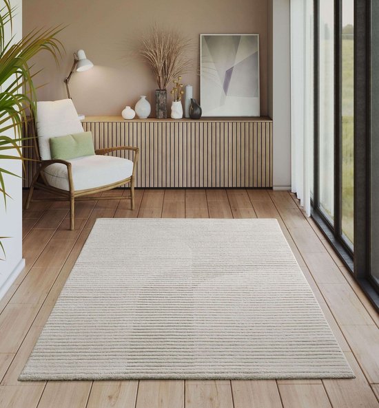 Paco Home Designervloerkleed Met Contoursnede Patroon Gestreept Bruin/Beige/ Crème/Gemêleerd, Maat:60x100 cm Paco Home Designervloerkleed Met Contoursnede Patroon Gestreept Bruin/Beige/ Crème/Gemêleerd, Maat:60x100 cm