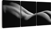 Artaza Canvas Schilderij Drieluik Blote Rug en Billen van een Vrouw - Erotiek - Zwart Wit - 90x40 - Foto Op Canvas - Canvas Print